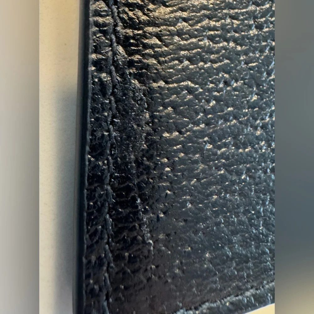 RARE Gucci Garden Black Pebbled Leather Rose Card Holder Wallet